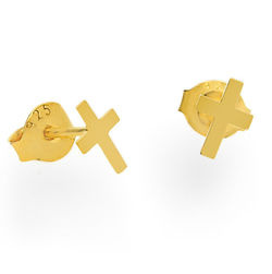SZTz-357 Silver cross stud earring 10mm 925 silver gold plated
