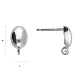 SH-44  STUD EARRING WITH LOOP SILVER 925