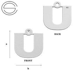 CL-213 U "U" Pendant 11,5 x 11,7 mm Sterling Silver 925