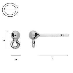 STP-4 Ball earring 4mm with loop SILVER 925/GRAM