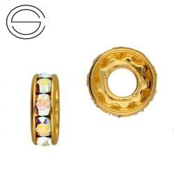 77510H Swarovski Rondelle Crystal AB - Gold