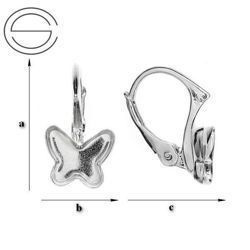 BAP-62 Leverbacks for 2854 Butterfly 8mm - Earring Hooks - Sterling Silver 925 Rhodium Plated