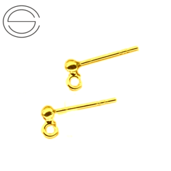 STWZ-3 Ball earring 3mm with loop SILVER 925 GOLD PLATED