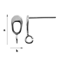 SHP-8 STUD EARRING WITH LOOP SILVER 925 RHODIUM