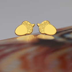 SZTZ-761 Silver earrings ACORN - Sterling Silver 925 Gold Plated