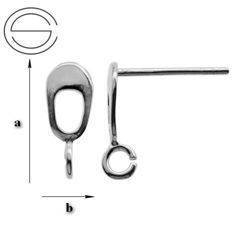 SHP-8 STUD EARRING WITH LOOP SILVER 925 RHODIUM