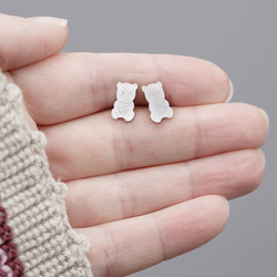 PCS-489 Silver teddy bear earrings - silver 925