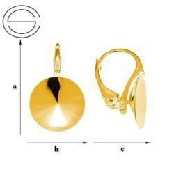 BAZ-43/14 Leverbacks for 1122 Rivoli 14mm - Earring Hooks - Sterling Silver 925 Gold Plated